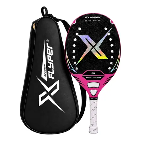 Raquete Beach Tennis Predador Carbono 3k Pro 315g Flyper Predadaor. Rosa