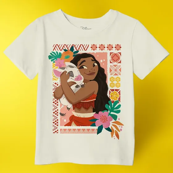 Camiseta Infantil Disney Moana E Puá Colorido Estampado 4 Liiso