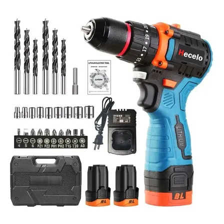 Hecelo Furadeira De Impacto Brushless 16.8v Mandril 10mm Kit Azul-escuro 127/220v 60hz
