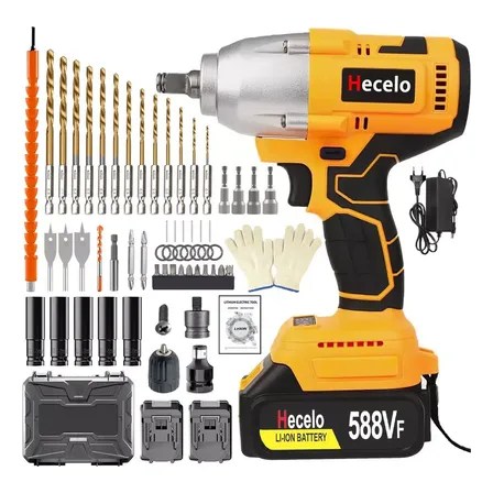 Chave De Impacto Brushless 420nm Kit Completo De Acessórios Amarelo 127/220v