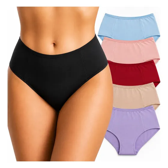 Kit 6 Calcinhas Tanga Plus Size Cintura Alta Cós Duplo