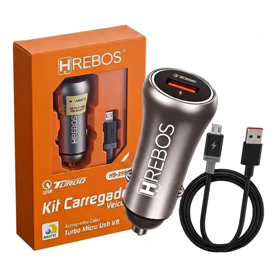 Carregador Cabo Automotivo Premium Turbo Rapido 18w Usb-v8