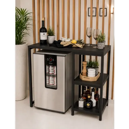 Móvel Bar Estilo Industrial Para Frigobar Adega Cervejeira Preto