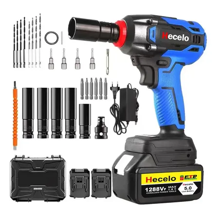 Chave De Impacto Brushless Sem Fio 2 Baterias Alta Torque Azul 127/220v 60