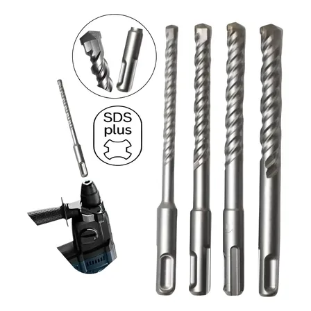 Broca Sds Plus Klm Jogo 4 Unidades 6/8/10/12mm Paredes Concr