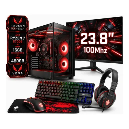 Pc Gamer Completo Ryzen 7 5700g Monitor 23.8 100hz