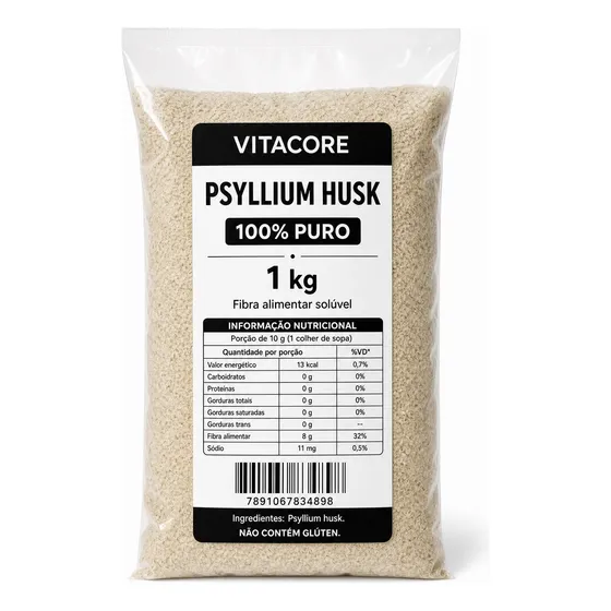 Psyllium Husk 1kg 100% Puro Fibra Solúvel Natural Envio Full