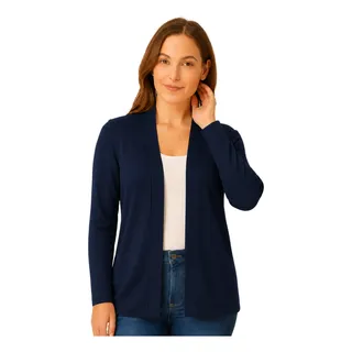 Cardigan Feminino Frio Blusa Manga Longa Gola Alta Casaco Azul-marinho G