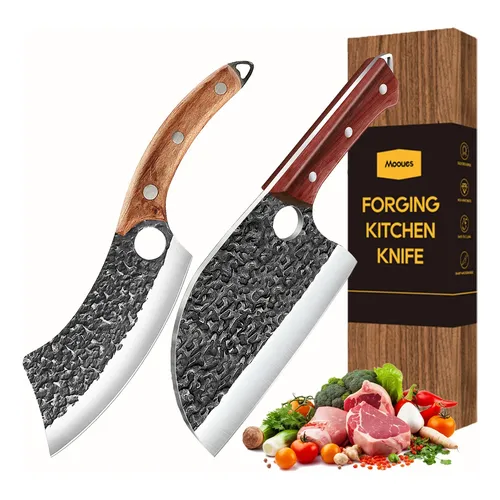 Faca Cutelo Artesanal Inox Corte Carne Osso Cozinha 2p Preto