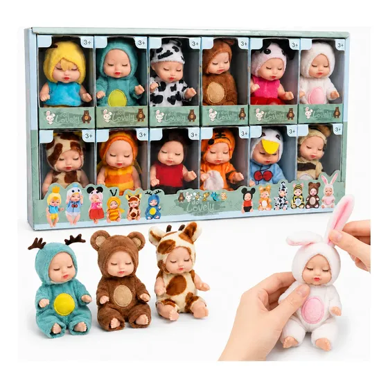 Kit 12 Mini Bebe Realista Unidades Colecao Animaizinhos