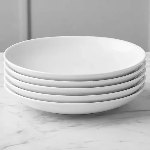 Jogo 6 Pratos Fundos 25cm Opaline Redondo Branco Restaurante