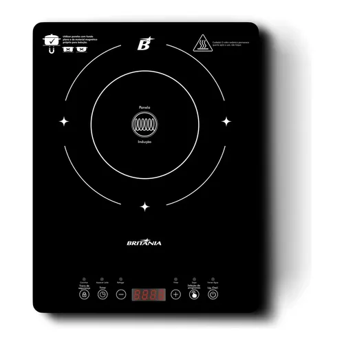 Cooktop Indução Elétrico Britânia 1 Boca Painel Touch 220v