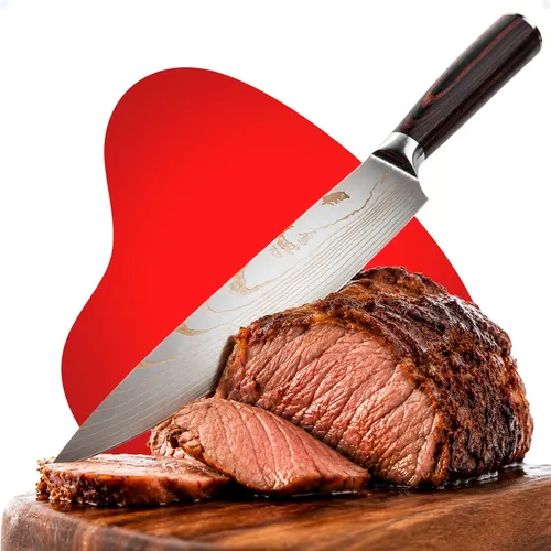 Faca Churrasco Carne 8 Pol Chef Premium Açougueiro C/ Bainha Prateado