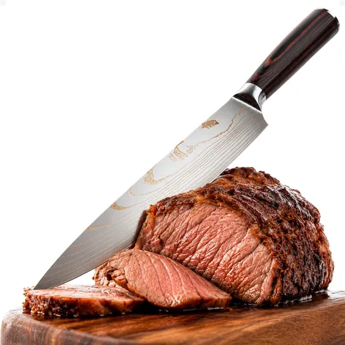 Faca Chef Para Carnes Cozinha Churrasco Multiuso Inox 8 Pol. Prateado