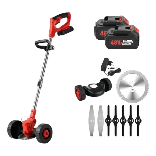 Roçadeira Cortador De Grama Eletrico 2 Baterias Com Road 110/127/220v Vermelho