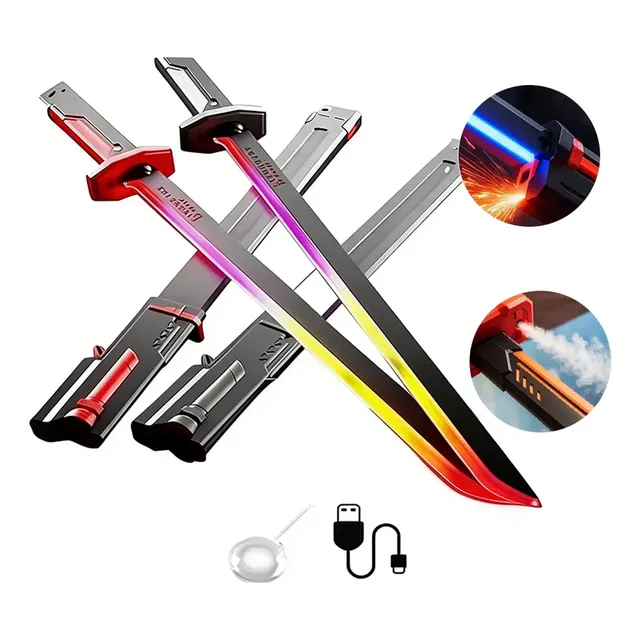 Espada Katana Ninja Sabre De Luz Led Rgb 80cm Com Música Katana Cinza