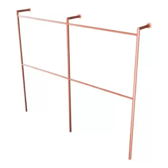 Arara Coluna De Roupas Loja / Closet 2 Módulos - 2,4mx2m Rose
