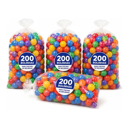 200 Bolinhas Para Piscina Infantil Coloridas 76mm Não Amassa Colorido