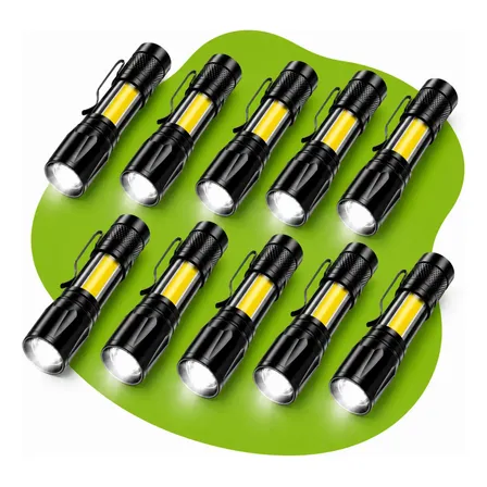 Kit 10 Mini Lanterna Led Tática Luz Potente Usb Recarregável Branco Preto