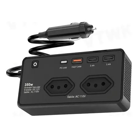 Inversor Conversor Carro 350w 12v Para 110v/220v 6 Portas 110v