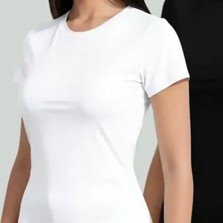 Kit 2 Camiseta T-shirt Feminina Lisa Manga Curta Baby Tee Preta E Branca P-m (36/38)
