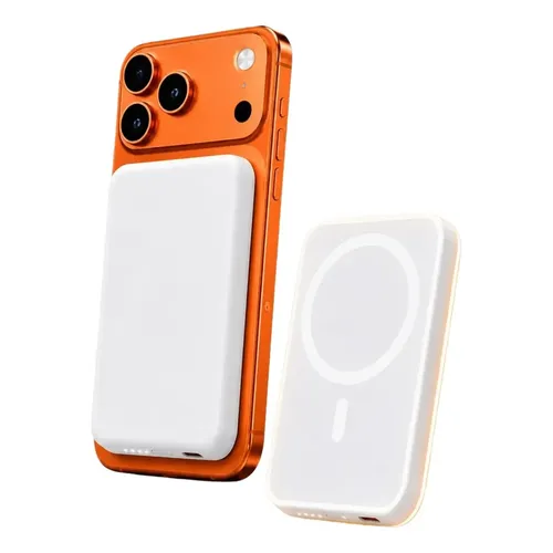Carregador Por Indução 10000mah Magnético Para iPhone Branco