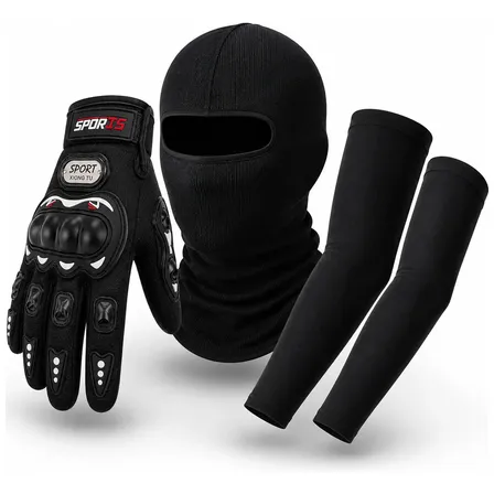 Kit Moto Luva Touch Balaclava Manguito Proteção Uv50+