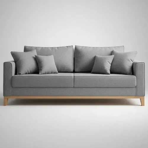 Sofá Living 1,80 Em Linho 3 Lugares Moove Moveis Cinza