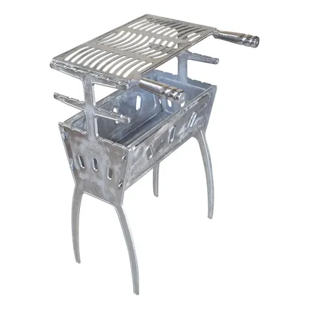 Churrasqueira De Alumínio Fundido Batido Desmontável 80cm Prateado