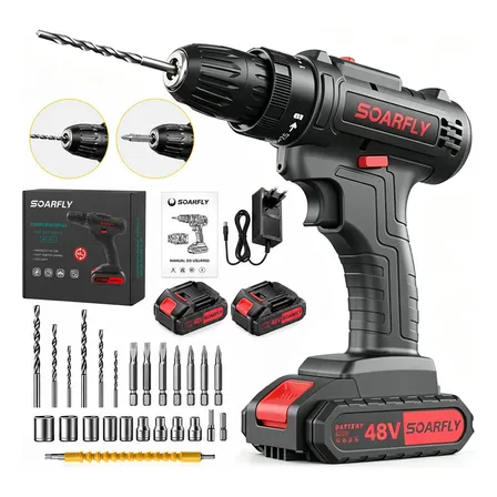Parafusadeira E Furadeira Profissional 2 Baterias Bivolt Preto 127/220v 50/60hz