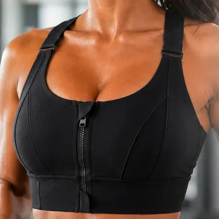 Top Fitness Feminino Zíper Frontal Alta Sustentação Academia