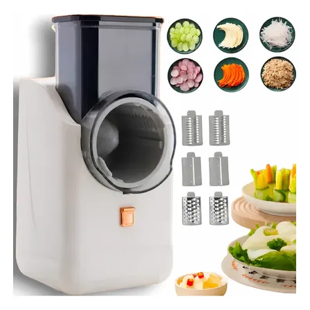 Cortador Elétrico Automático De Vegetais Ralador 3 Lâminas Branco