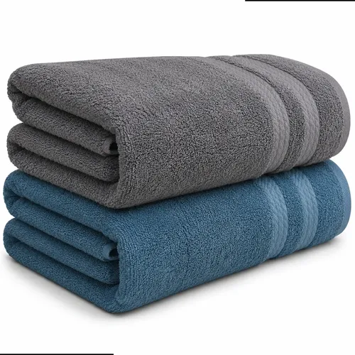Jogo Toalha Banho Grossa Macia Algodão Premium Kit 02 Peças Cinza-azul Liso