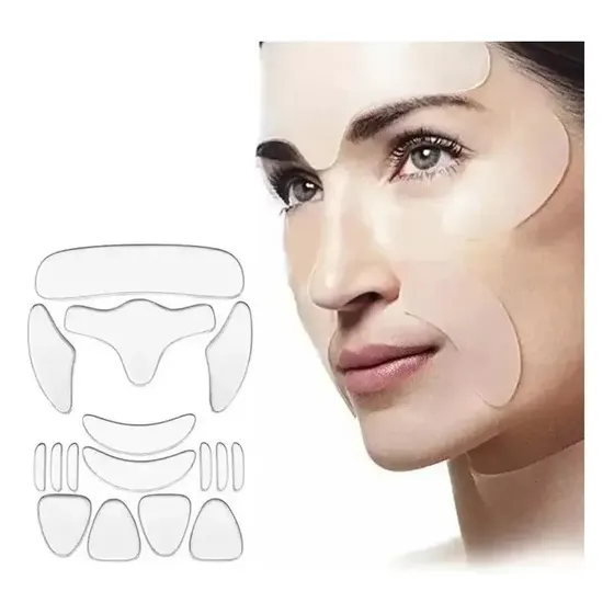 Reutilizável Silicone Anti-rugas Rosto Testa Adesivo 16 Un