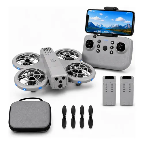 Drone Cz05 Mini 2 Câmeras 2 Baterias Infantil Fácil Pilotar Cinza