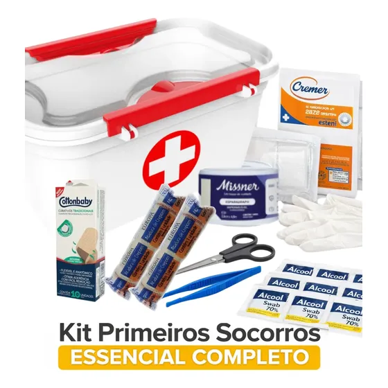Kit Primeiros Socorros Essencial Completo Com Tesoura
