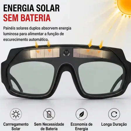 Óculos De Solda Com Escurecimento Automático Para Soldador Preto Lisa