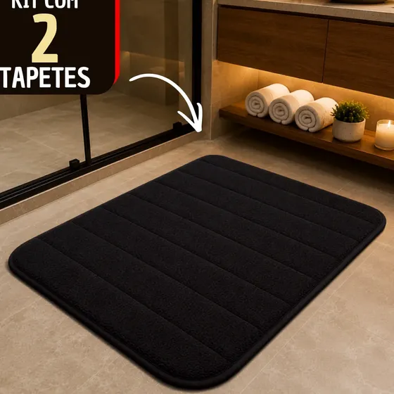 Kit 2 Tapetes De Banheiro Antiderrapante Macio Absorvente