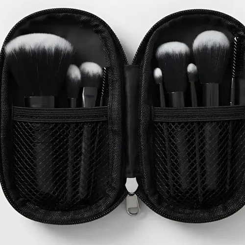 Kit Mini Pincéis Maquiagem Com Estojo Para Viagem