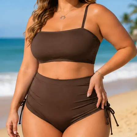Biquíni Feminino Plus Size Top Cintura Alta Moda Praia