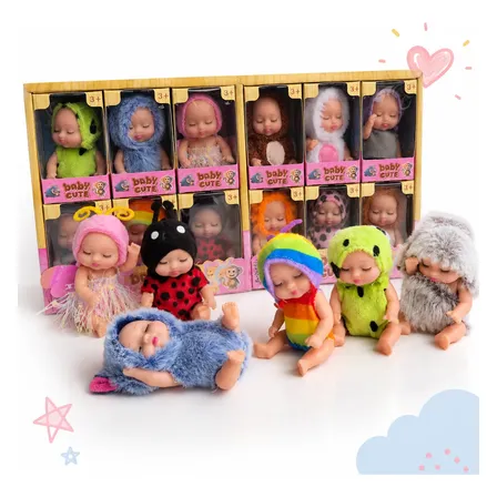 Kit 6 Mini Bonecas Bebê Reborn Infantil Pijama +3 Brinquedo