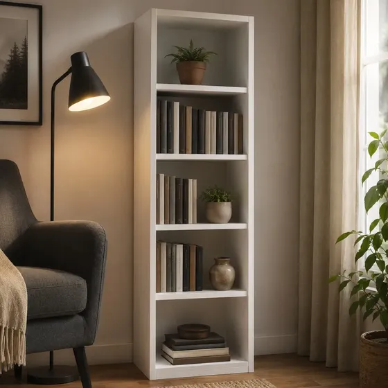 Armário Multiuso Vertical Branco Com Nichos Abertos