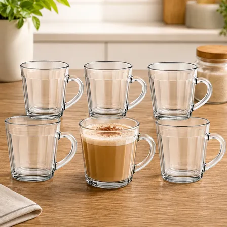 Caneca De Vidro Americano Nadir 270ml Kit 6 Unidades Transparente Lisa