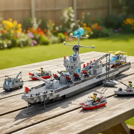 Navio De Guerra 6 Em 1 Blocos De Montar 70cm Modelo 9166 1560 Ship Navio