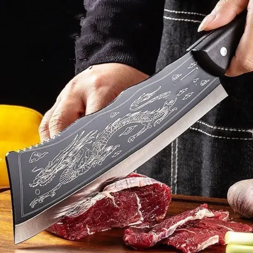 Faca Cutelo Dragão Bainha Churrasco Pesca Sushiman Cutelaria Preto