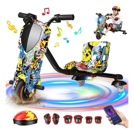 Patinete Drift Elétrico Triciclo Infantil 6.5'' Médio 15km/h Grafite Colorido