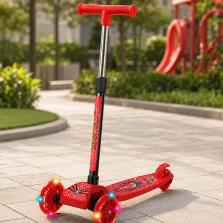 Patinete Infantil 3 Rodas Com Guidão Ajustável Luz E Led