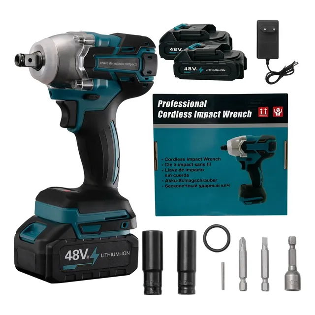 Chave De Impacto A Bateria 48v Profissional Caixa De Papel/2 Baterias/azul 48v