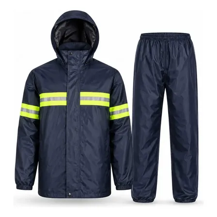 Roupa Impermeável Para Chuva Com Faixas Refletivas Preto Único