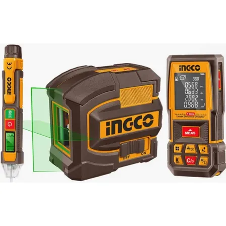 Kit Nivel Laser 35m + Trena 110m + Detector Tensao Ingco